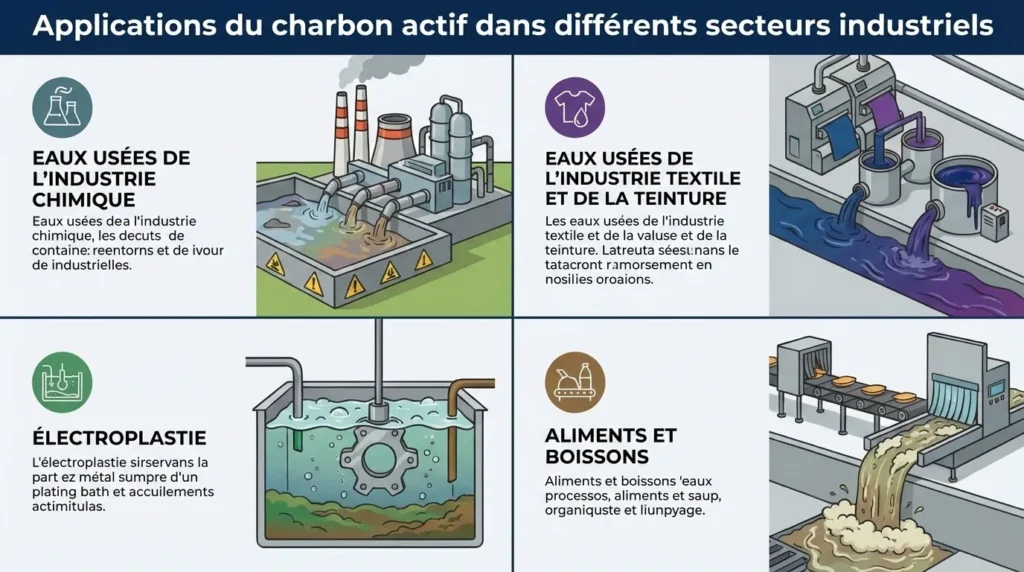 Applications du charbon actif dans différents secteurs industriels