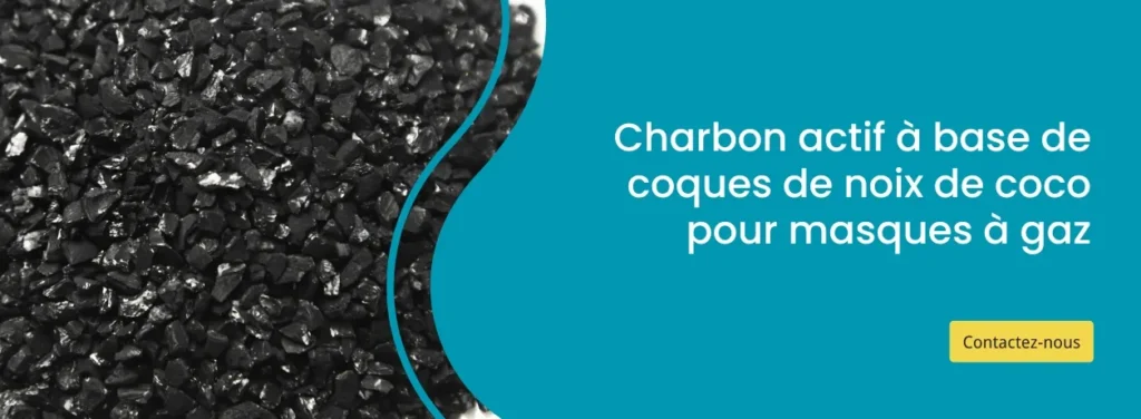 Charbon actif à base de coques de noix de coco pour masques à gaz