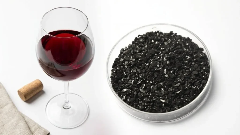 Charbon actif granulaire à base de coques de noix de coco pour la décoloration du vin