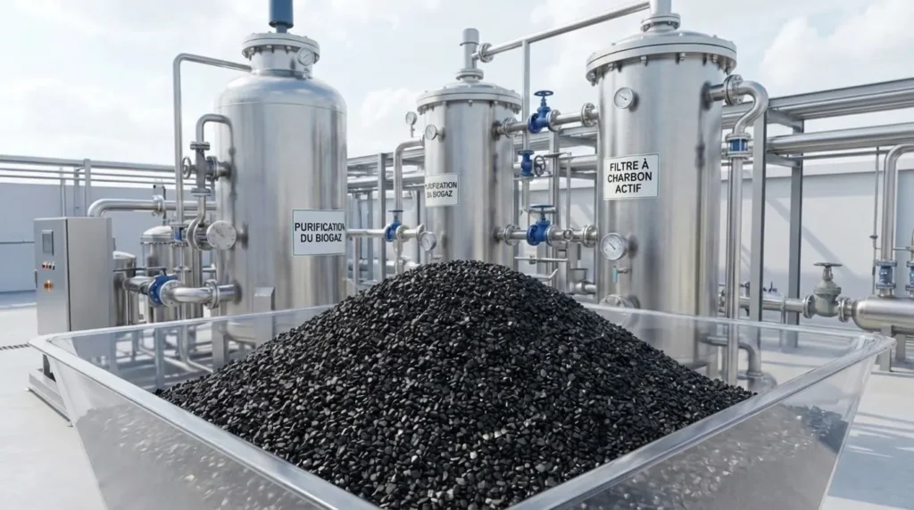 Charbon actif granulaire pour la purification du biogaz