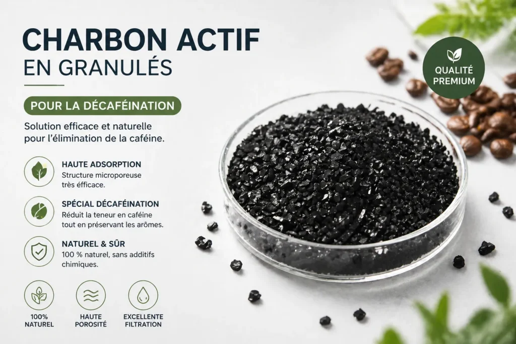 Charbon actif granulaire pour l'élimination de la caféine