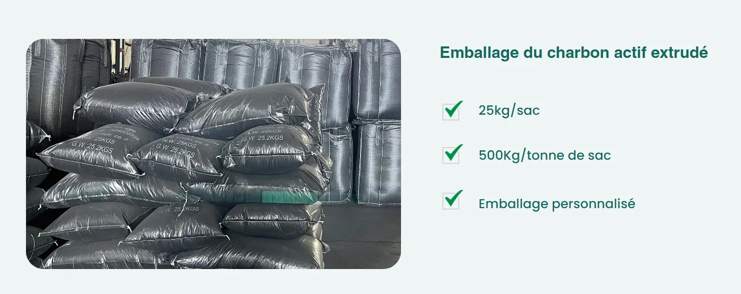 Emballage des produits en charbon actif extrude